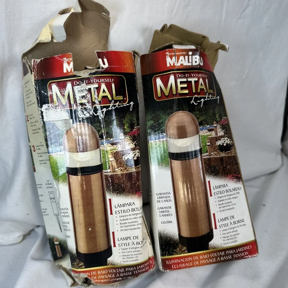 2 Intermatic CL635RK Malibu Low Voltage Metal Cap 20W Bollard Light Copper NOS